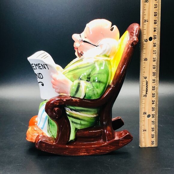 Vintage LEFTON Retirement Fund Ceramic Coin Bank Kitsch Grandpa Gag Gift - Picture 9 of 11